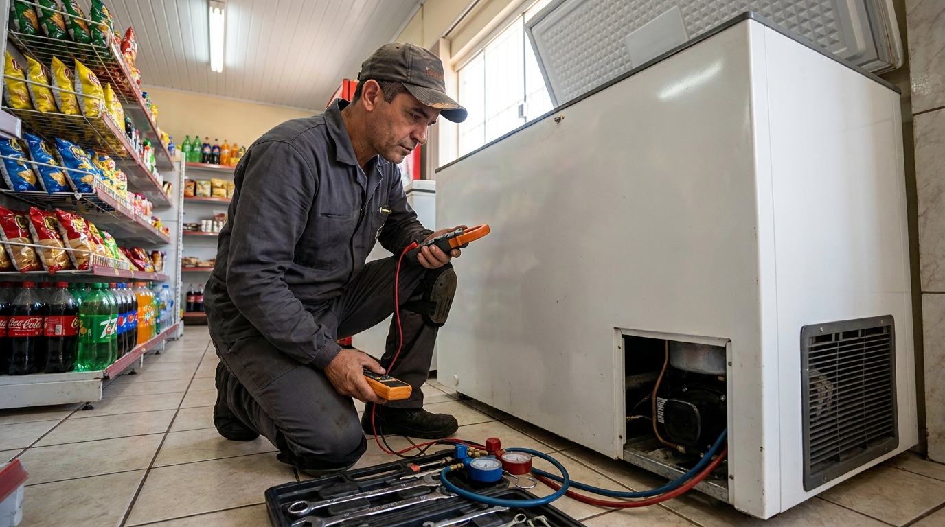 Conserto de placa eletrônica de freezer na Aparecida, Santos‑SP